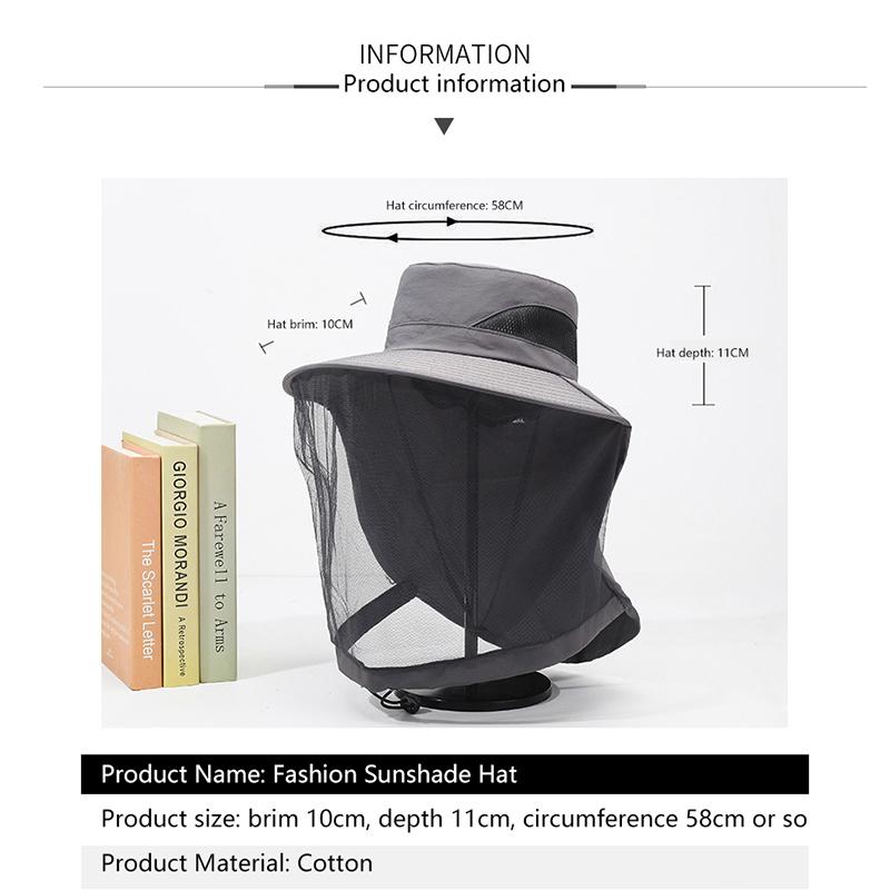 Chapeau Moustiquaire Pliable Unisexe avec Filet Caché Répulsif UV Protection Insectes Abeilles Visière Extérieure Chapeau Bob Casquette de Pêche