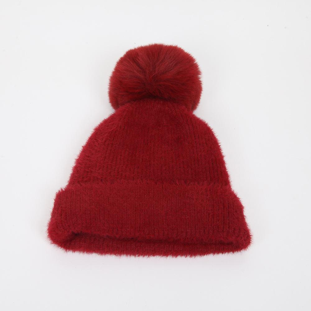 Hat Female imitation mink knitted wool pullover hat autumn and winter beanie fashion