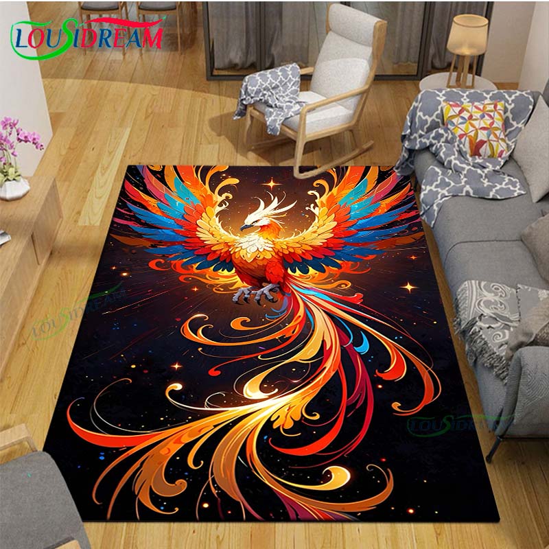 Popular Mythical Beast Phoenix Printed  Carpet Living Room Anti-Skid Area Rug Kids Bedroom Mats Yoga Mat Carpet Decor Gift