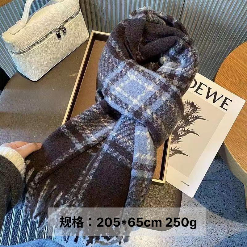 65 * 200cm Autumn And Winter New Women'S Versatile Simple Large Tassel Imitation Cashmere Double Sided Scarf For Warmth And Atmosphere, Shawl
