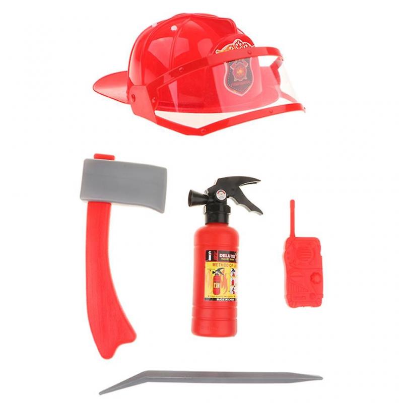 Children Fire Chief Role Play Costume Halloween Cosplay Helmet Set 5 Pieces