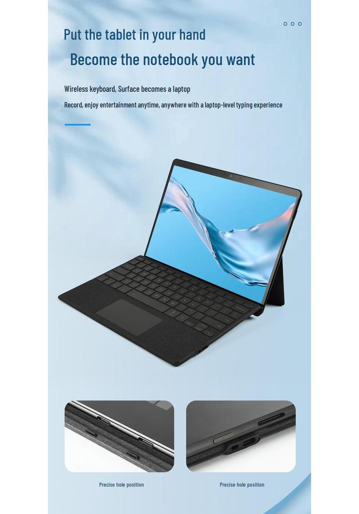 Étui clavier Bluetooth pour Surface Pro avec design magnétique rétroéclairé sept couleurs