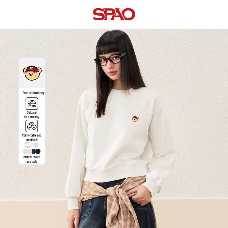

Женский свитшот SPAO в корейском стиле свободного кроя с аппликацией медведя M