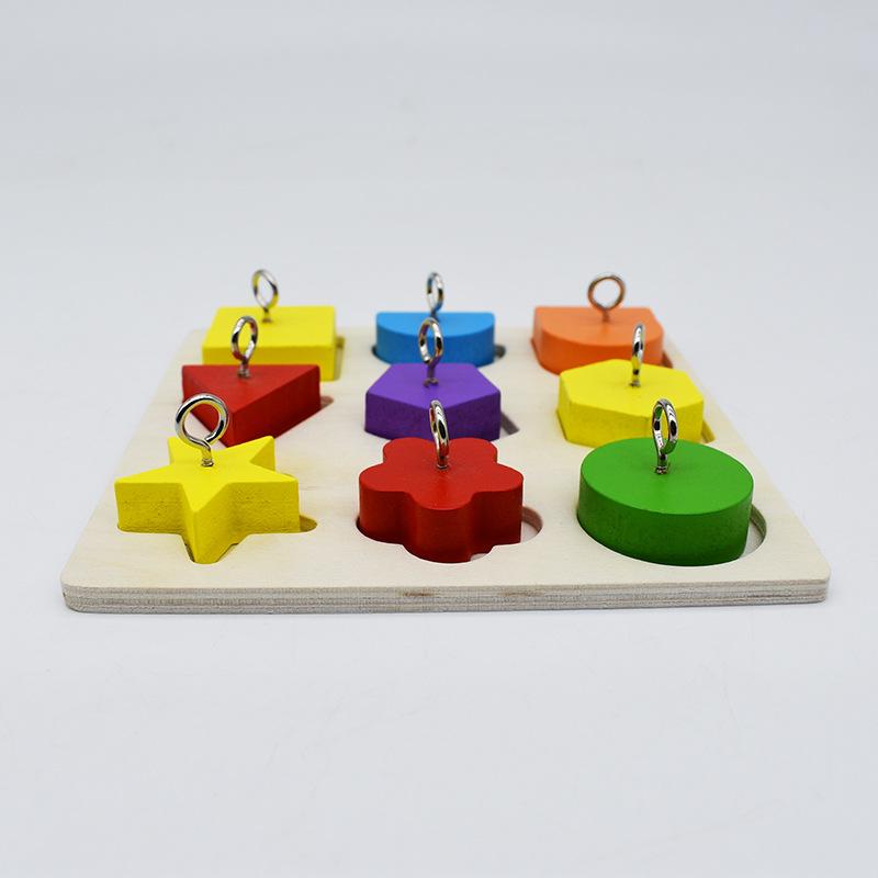 Parrot Educational Toys Parrot Interactive Rattan Toys Wooden Block Birds Puzzle Toy Bird Supplies