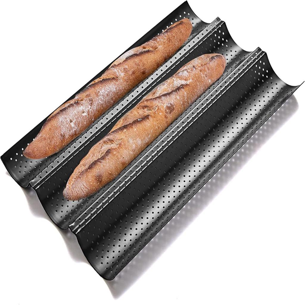 תבנית בגט מחוררת Nonstick תבנית אפיית לחם צרפתי תנור טוסטר 2/3/4 חריצים כיכרות כיכר תבנית אפייה טוסט בישול אופים