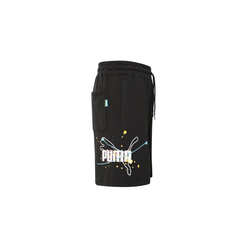 Puma Letter Print Lace-Up Shorts Unisex Shorts Black 624944-01