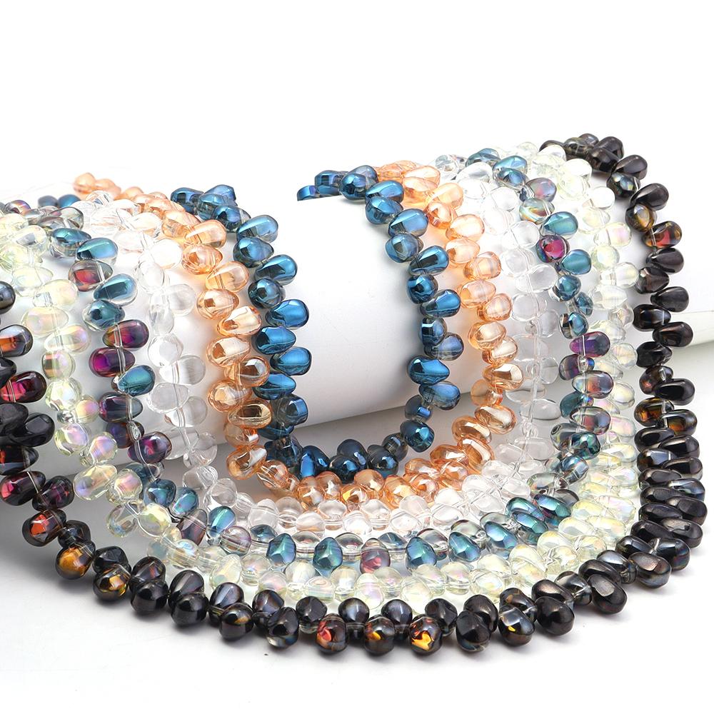 1 Strand 6x9mm Teardrop Glass Beads Colorful Electroplate Loose Spacer Beads For Jewelry Making DIY Bracelets Necklace Supplies