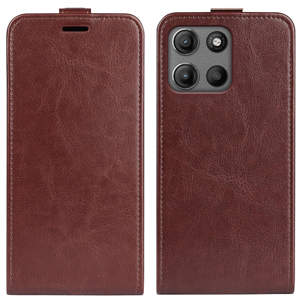 For Motorola Moto G15 4G Case with Card Slots Vertical Flip Leather Phone Cover