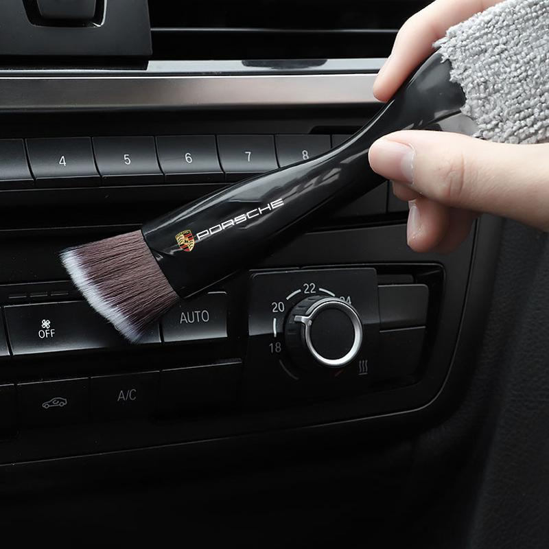 2 In 1 Car Interior Dust Tool Cleaning Brush Accessories For Porsche Cayenne Panamera Macan 911 718 Taycan Boxster Cayman 918