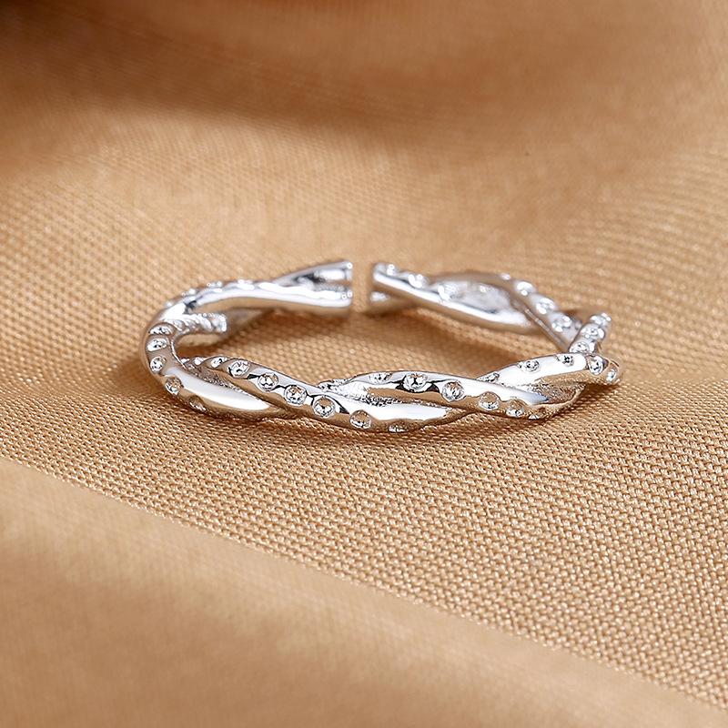 925 Sterling Silver HipHop Ring Open Adjustable Silver/Gold for Women Exquisite Student Girlfriend Jewelry Wedding Party GiftG