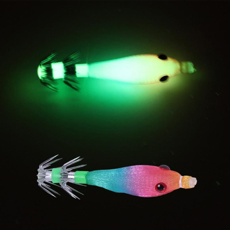 5.8cm 3.1g Glow Squid Jigs Shrimp Lures Baits Squid Jigs Glow Jigs Hook for Freshwater Saltwater Fishing Artificial Baits