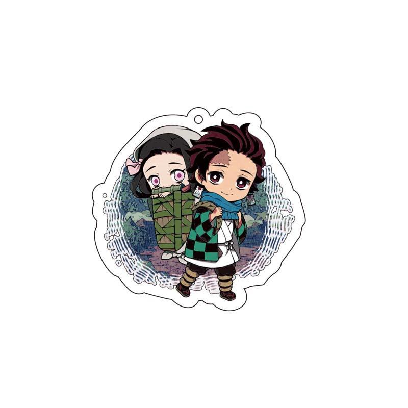 Keychain Pendant Anime Demon Slayer Kimetsu No Yaiba Kamado Tanjirou Double Sided HD Bag Pendant Gift For Fans Cosplay Props Jewelry Gift