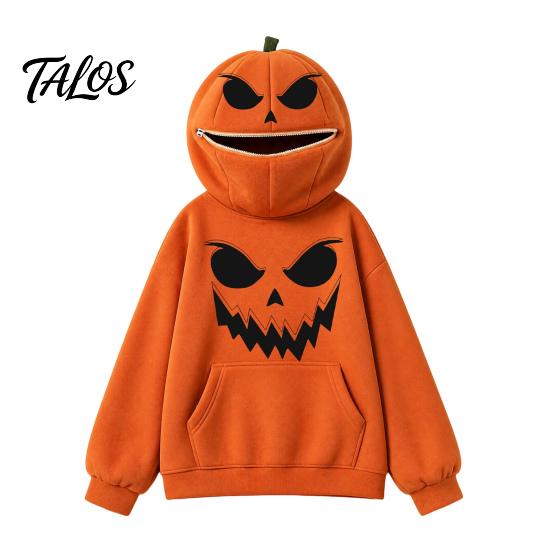 Halloween Pumpkin Hoodie Women Oversized Hoodie, Fall Long Sleeve Hooded Loose Fit Sweatshirt with Pocket, Jack-O-Lantern Holiday Costume Pullover Top