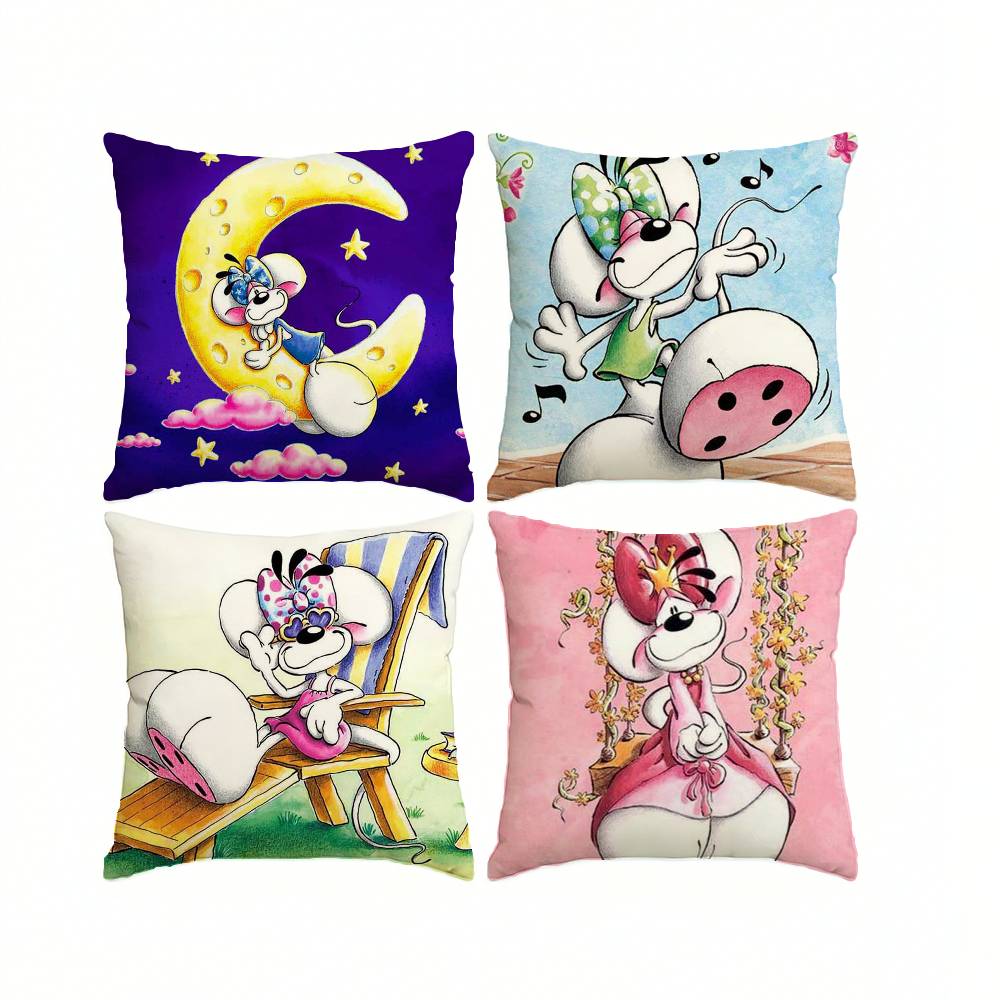 Cute cartoon Mouse D-Diddlina Pillow Case Square Double-Sided Sofa Cushion Cover Bedroom Bedside Pillow