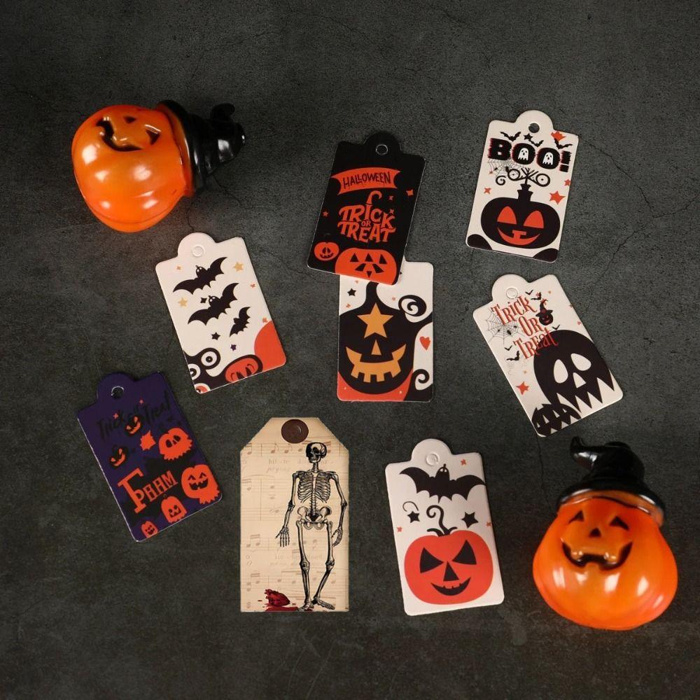 12pcs Single Side Halloween Packing Tags DIY Pendant Tag Halloween Paper Hanging Tag Holidays