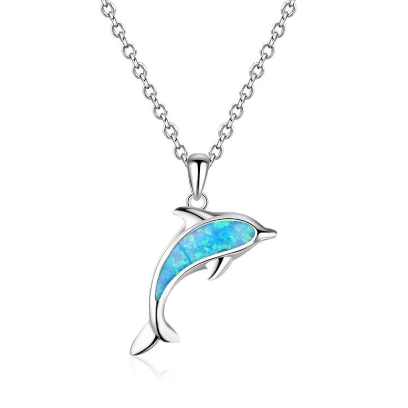 wih explosive platinum blue ocean series dolphin pendant simple women s versatile necklace collarbone chain