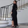 Elegant Deep V-neck High Slit Party Evening Dress Spring Autumn Ruffle Edge Sexy Lace Up Bodycon Dresses Long Sleeved Robe 15