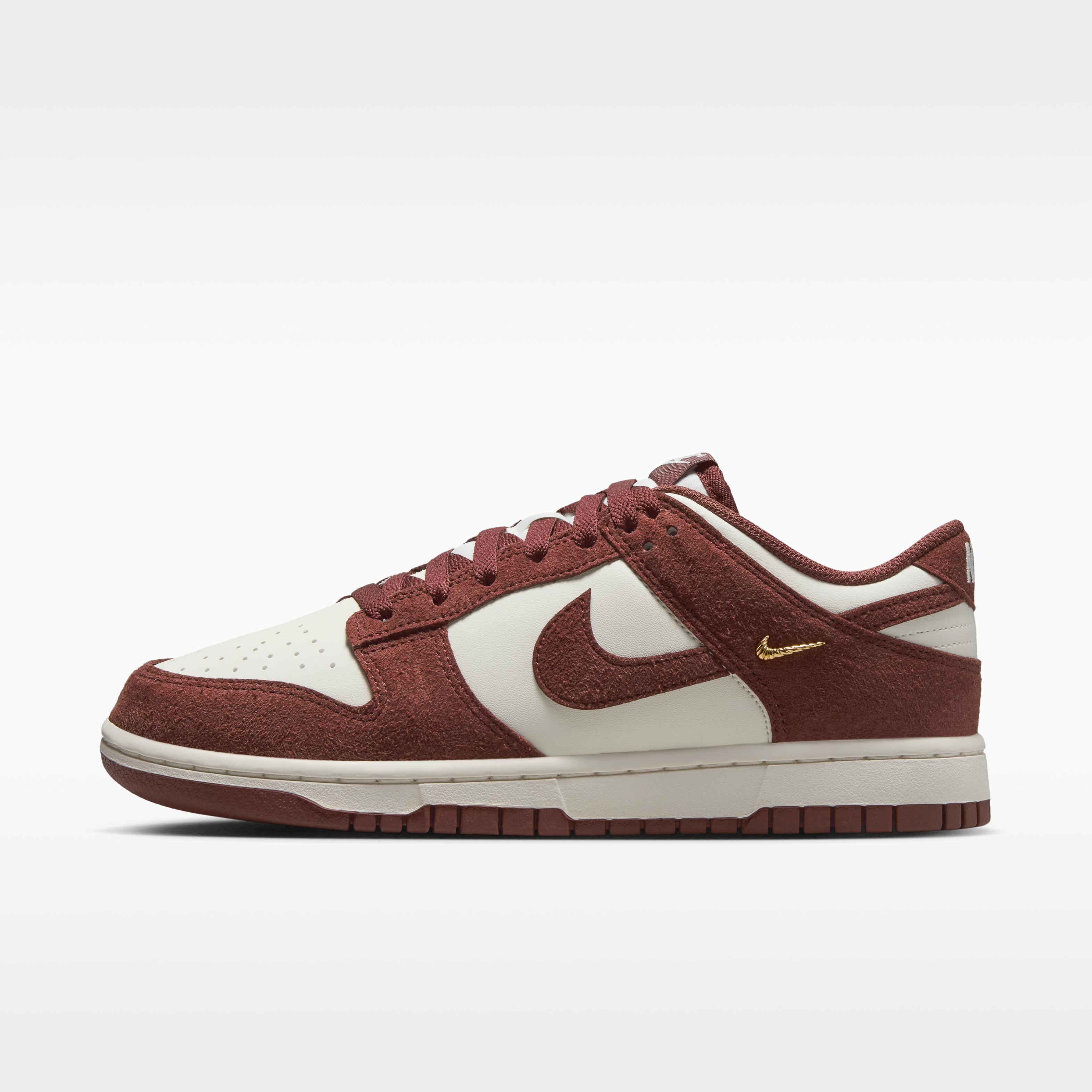 Nike Dunk Low Red Sepia Gold Mini Swoosh (Women s) 36