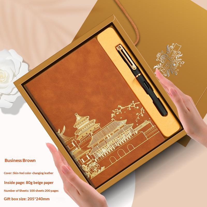 High-Value National Tide A5 Notebook Gift Box Set 2026 To Send Students Souvenirs National Style Soft Leather Notebook