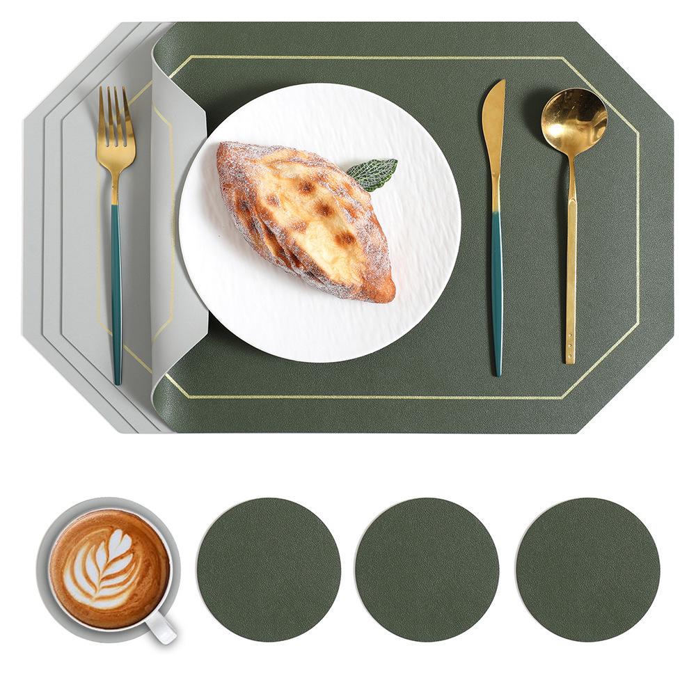 European Leather Placemat Anti-scalding Heat Insulation Mat Waterproof and Oil-proof Western Food Mat Dining Table Mat Coaster Placemat