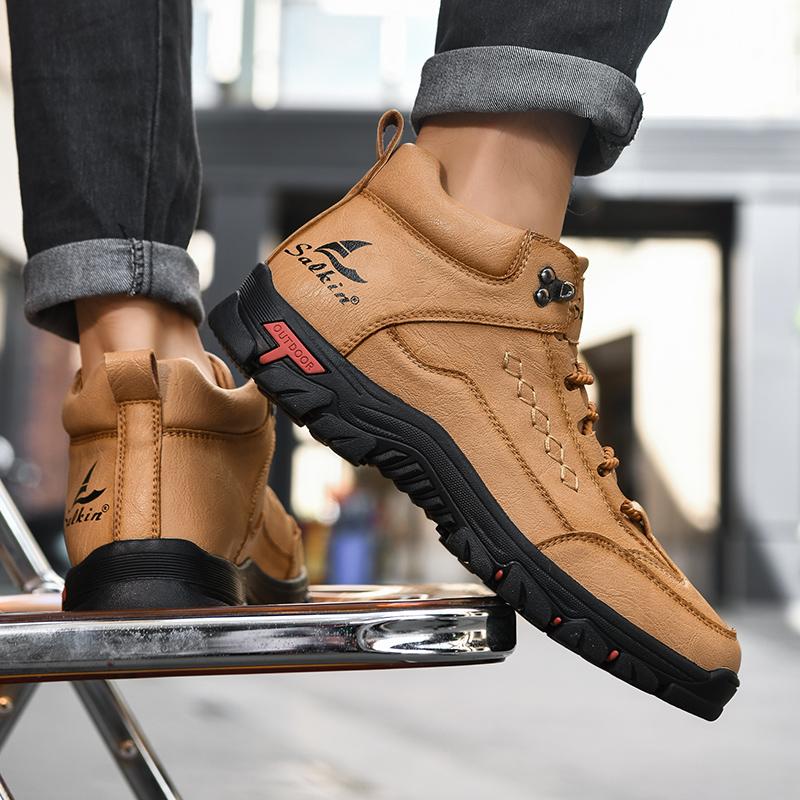TUINANLE Handmade Leather Men Boots Outdoor Design Sneakers Man Breathable Casual Shoes Men Ankle Boots Fall Plus Size