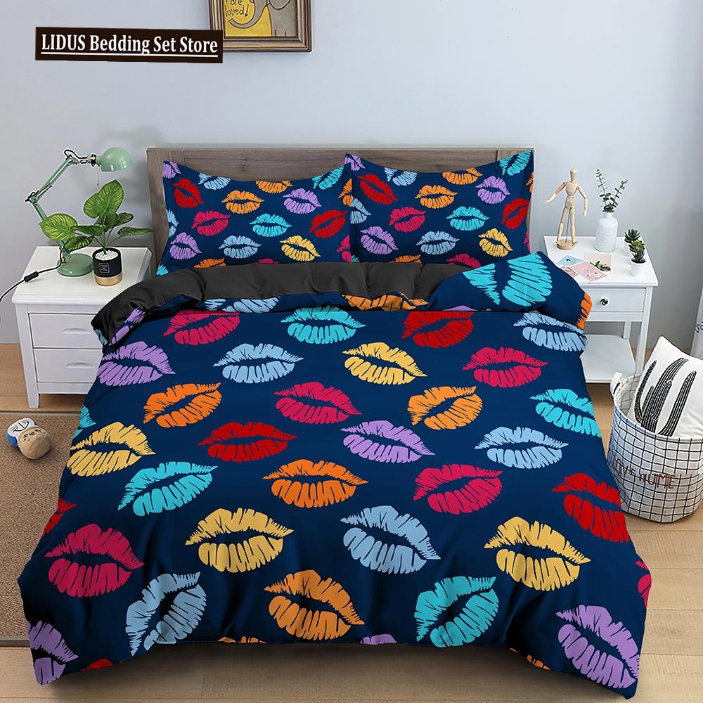 Art Pattern Bedding Set Watercolour Design Colourful Comforter Cover With Pillowcase King Queen Size For Kids Teens Bedding Set