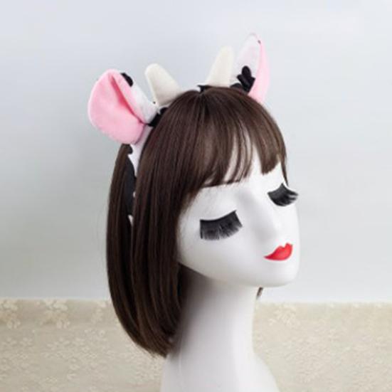 Cow Ears Hair Hoop Set with Bendable Tail Adults Teens Farm Animal Costume Set Black White Cow Accessories