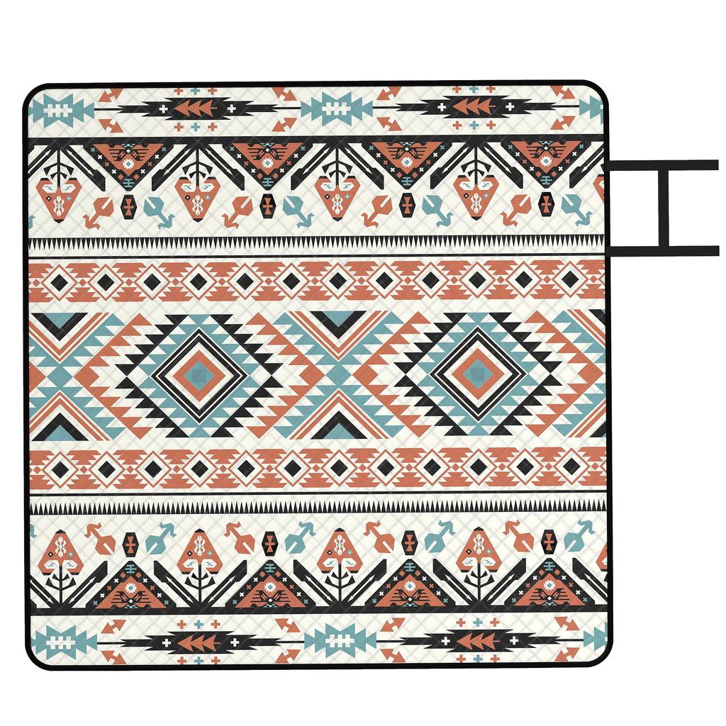 Picnic Blanket, 200x200CM Large Beach Blanket Outdoor Picnic Mat with Integrated Strap for Camping, Mix-Colour