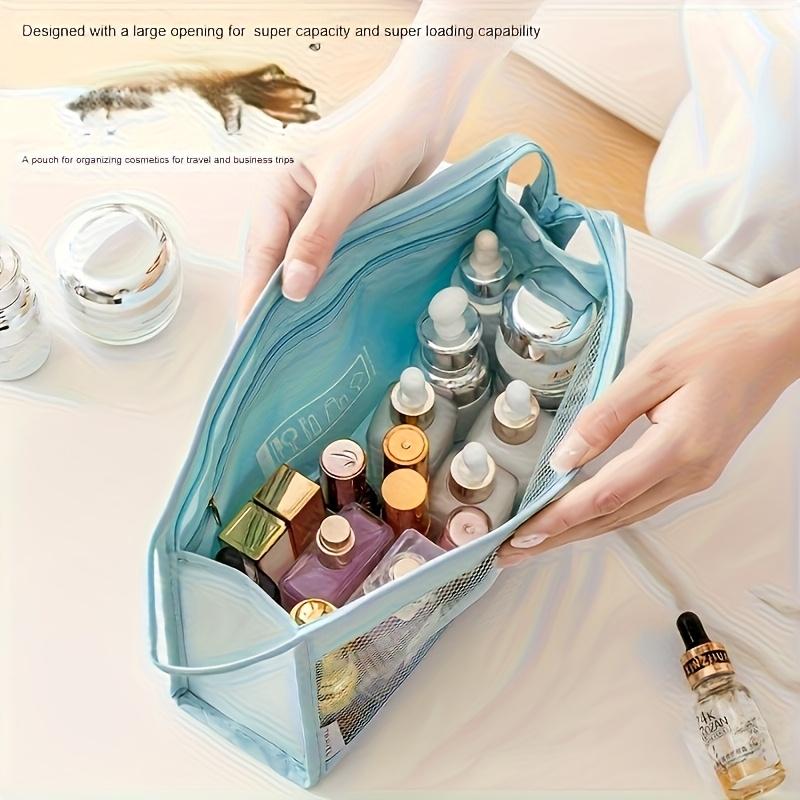 Large Capacity Makeup Storage Travel Bag with Mesh Compartments - Suitable for Portable Cosmetics Storage During Travel, Business Trips, and Daily Use