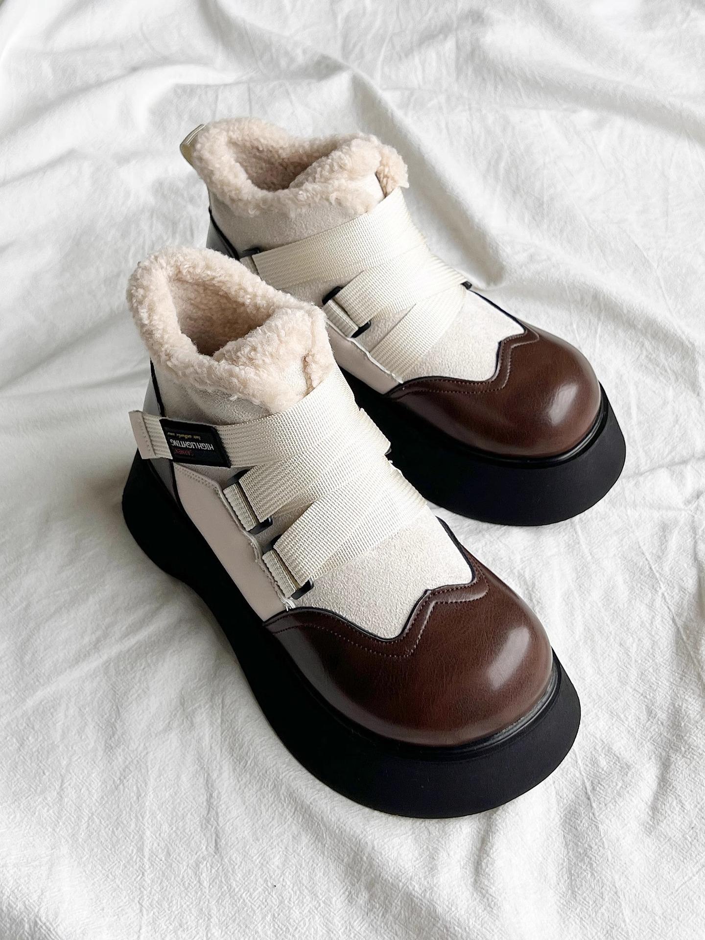 

Guyun Shu Thick-soled heightening short boots 2024 thermal, piled and thickened Martin boots women s northeast cotton shoes non-slip snow boots 40 бежевий