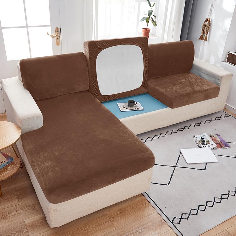 Samtstoff Sofa-Sitzbezug für Wohnzimmer, elastischer Sofa-Kissenbezug, weicher Couch-Schonbezug, Möbelschutz für Zuhause