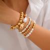 Boho Sweet Imitation Pearl Mixed Round Pearl Bracelet Women's Multi layer Elastic Thread Girls' Jewelry