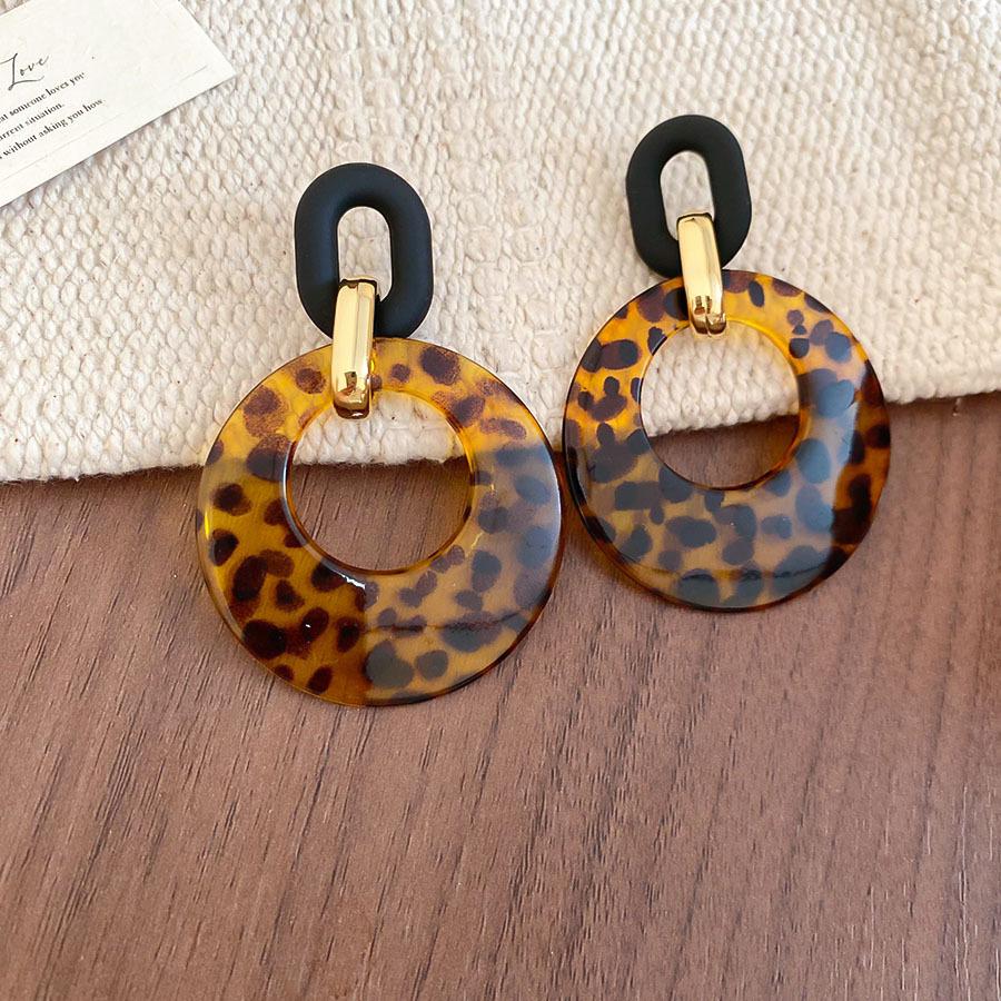 French Retro Silver Needle Round Flat Round Resin Fringed Earrings Light Luxury High-end Earrings Versatile Earrings