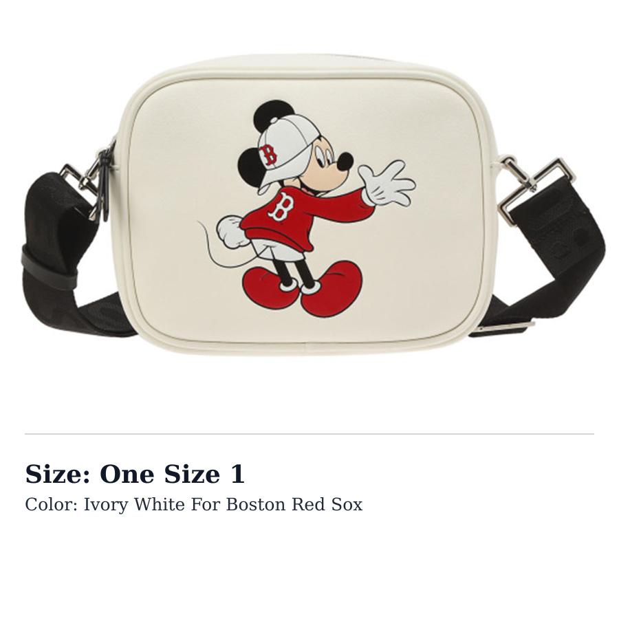 MLB Disney Collaboration Leather Shoulder Bag, Crossbody Bag Unisex Black/Ivory White 32BGKD011 One Size 1
