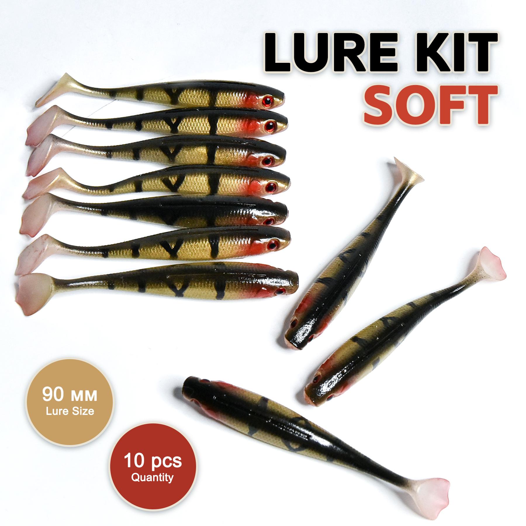10Pcs 90mm Soft Fishing Lure Set - Lifelike Paddle Tail Swimbait Silicone Artificial Bait for Pike Bass Carp Freshwater Tackle 9cm коричневый
