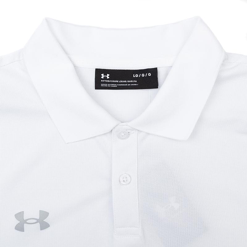 Under Armour Solid Color Breathable Straight Cut Short Sleeve Polo Shirt Men Tops White 23500507-100