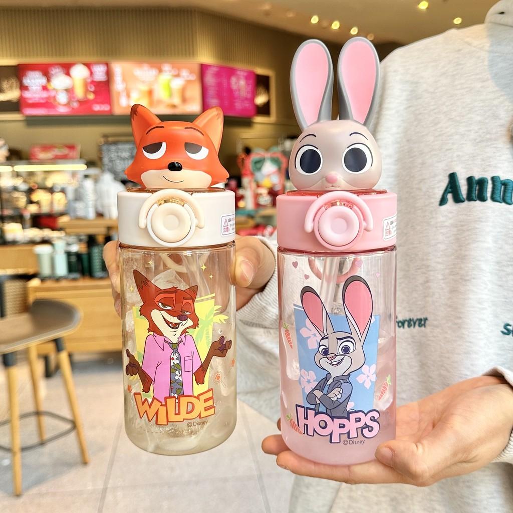 Zootopia Nick And Judy Plastic Straw Cup With Tritan Material For Kids