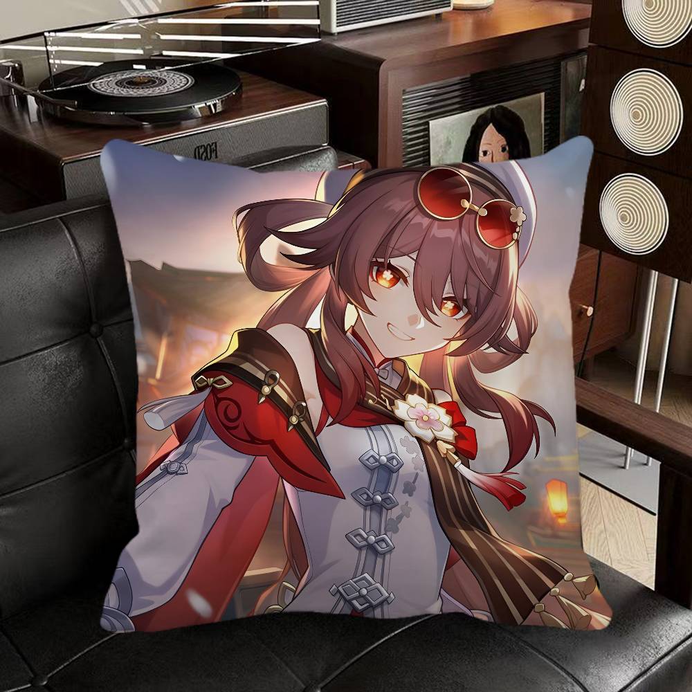 Hu Tao Genshin Impact Game Pillow Case Square Pillow Bedroom Sofa Leisure Comfort Cushion Car Home Decoration