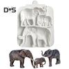 3 stilar Fondantform Flexibel Slitstark Elefant Lejon Giraffe Kexform