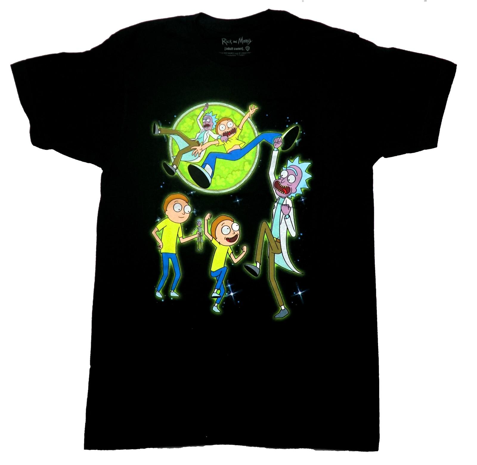 Rick and Morty New Adult T-Shirt - Falling From Portal Morty Multi Mortys XXXXL