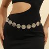 Metal Gold/Silver Chain Belt Geometry Round Wafer Adjustable Women Waist Chain Dress Shirt Decoration Accessories