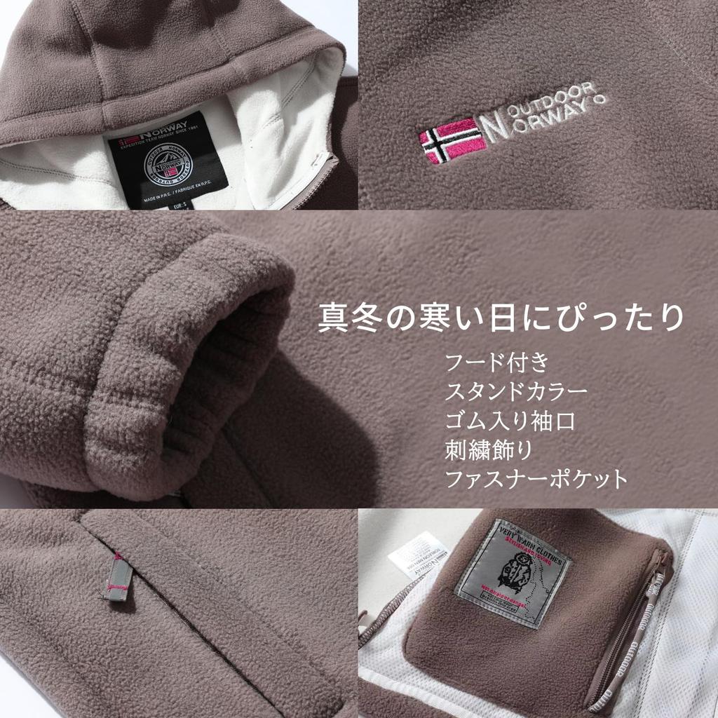 Manatsulife Hooded Polar Fleece WT9819 Men's Jacket, Full-Zip, Warm, Outdoor, Cold-Proof, Windproof, Autumn/Winter, (L, Khaki)