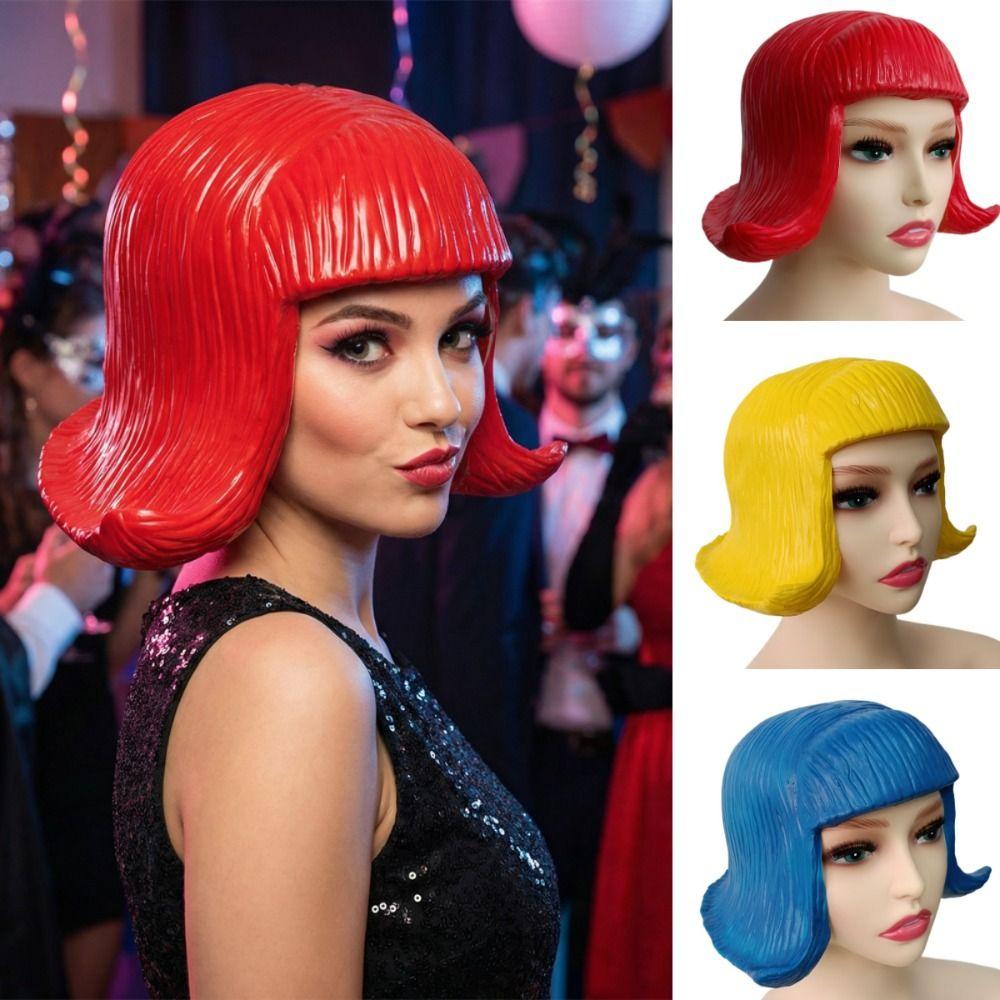 Comfortable To Wear Latex Mask Realistic Rubber Colorful Hair Hats Funny Overhead Masks  Masquerade