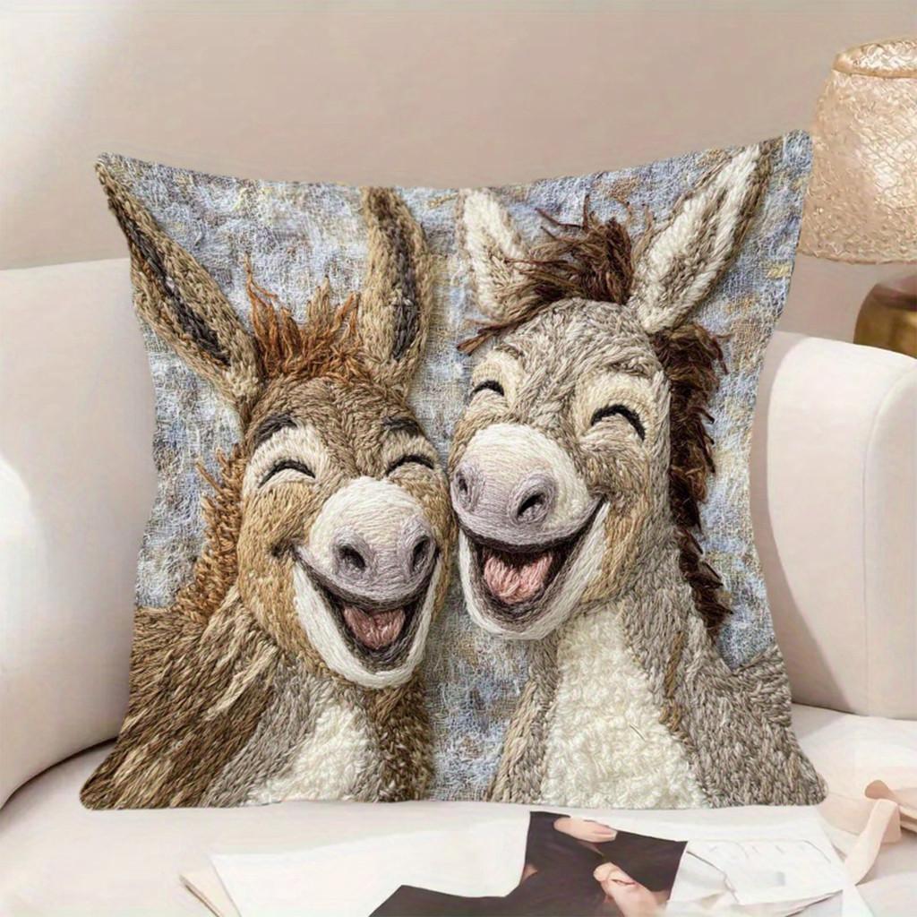 Animal Plush Throw Pillow Cover With Modern Minimalist Style For Living Room Decor