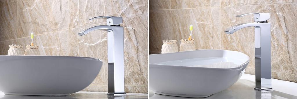 Bathroom washbasin tap, chrome, tall, standing, countertop, silver