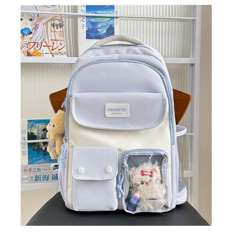 High school students large-capacity backpack new fresh and sweet two-dimensional color contrast bar