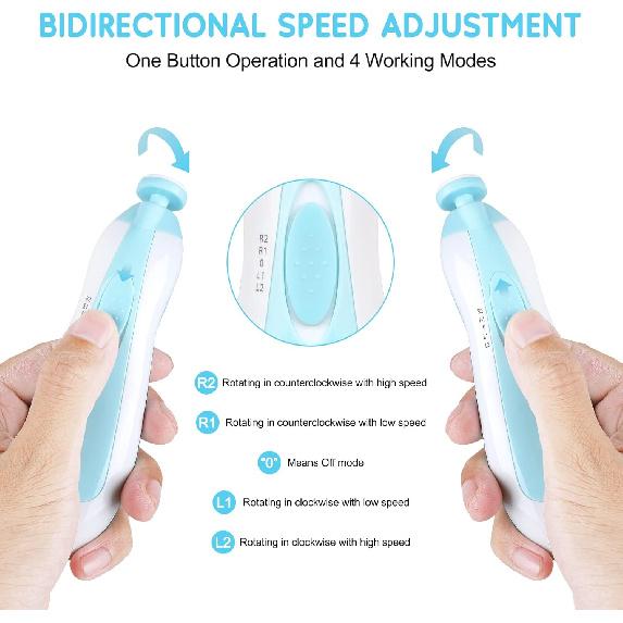 Baby Nail Trimmer Electric,Baby Nail Clippers, 6 In 1 Baby Nail File,Nail File Baby Grooming Kit Manicure Set for Toddler or Adults (Blue)