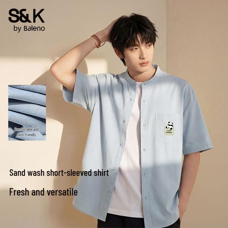 

Baleno Men s S&K Series Panda Print Short Sleeve Henley Shirt L
