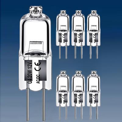 10 piezas/juego de bombillas halógenas de 5 W, 10 W, 20 W, 35 W, 50 W, 2900 K, energía cálida, G4, 12 V, iluminación interior, lámpara de globo de cristal LED JC Bi-Pin