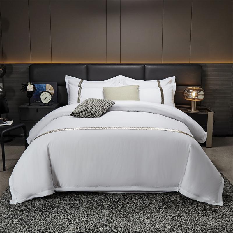 Four-Piece White Bedding Set for Hotels, Guesthouses & B&Bs: Includes Sheets and Three-Piece Duvet Cover Set
